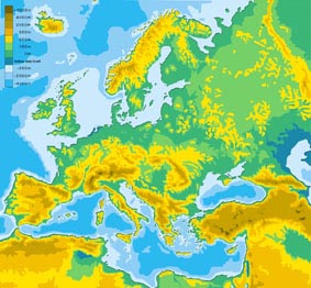 Mapa fsico de Europa