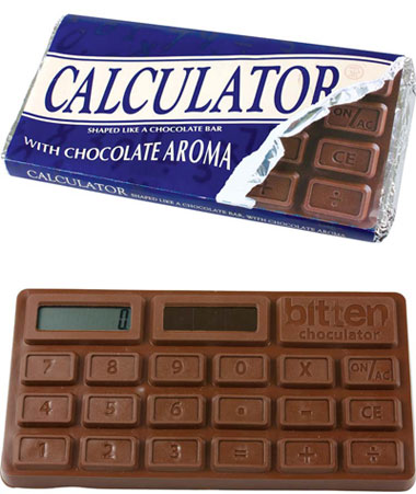 Calculadora solar imitando chocolate