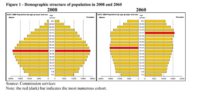 Estructura demogrfica de la poblacin en 2008 y en 2060
