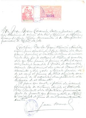 Certificado manuscrito