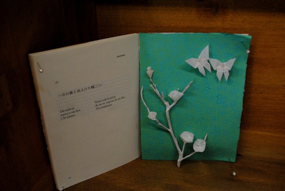 Rosana Arroyo. Esposa de un da. Origami. Libro de haikus intervenido (izda.)