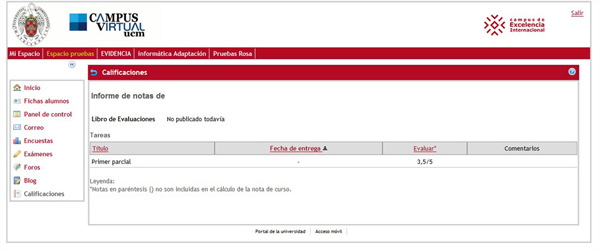 Imagen de las notas de un alumno