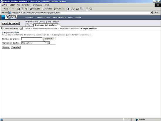 Imagen donde se ve cmo subir/cargar archivos