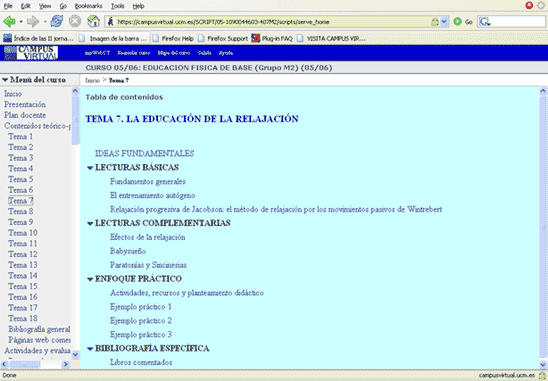 Imagen donde se visualizan contenidos utilizando el sistema de ndice de contenidos