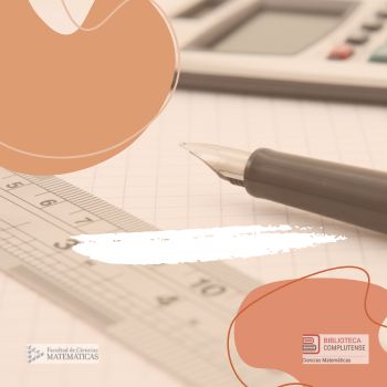Imagen que muestra una pluma, una regla y una calculadora con dos formas abstractas en naranja